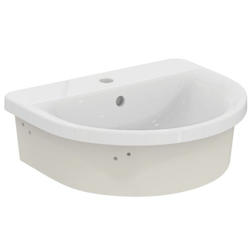 Immagine di Ideal Standard CONNECT lavabo da incasso soprapiano L.55 cm, monoforo, con troppopieno, colore bianco E797801