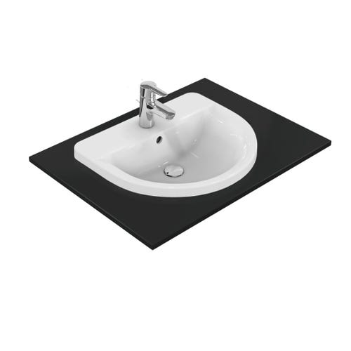 Immagine di Ideal Standard CONNECT lavabo da incasso soprapiano L.55 cm, monoforo, con troppopieno, colore bianco E797801