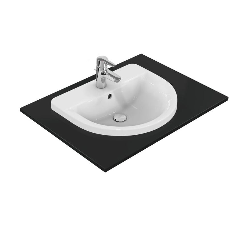 Immagine di Ideal Standard CONNECT lavabo da incasso soprapiano L.55 cm, monoforo, con troppopieno, colore bianco E797801