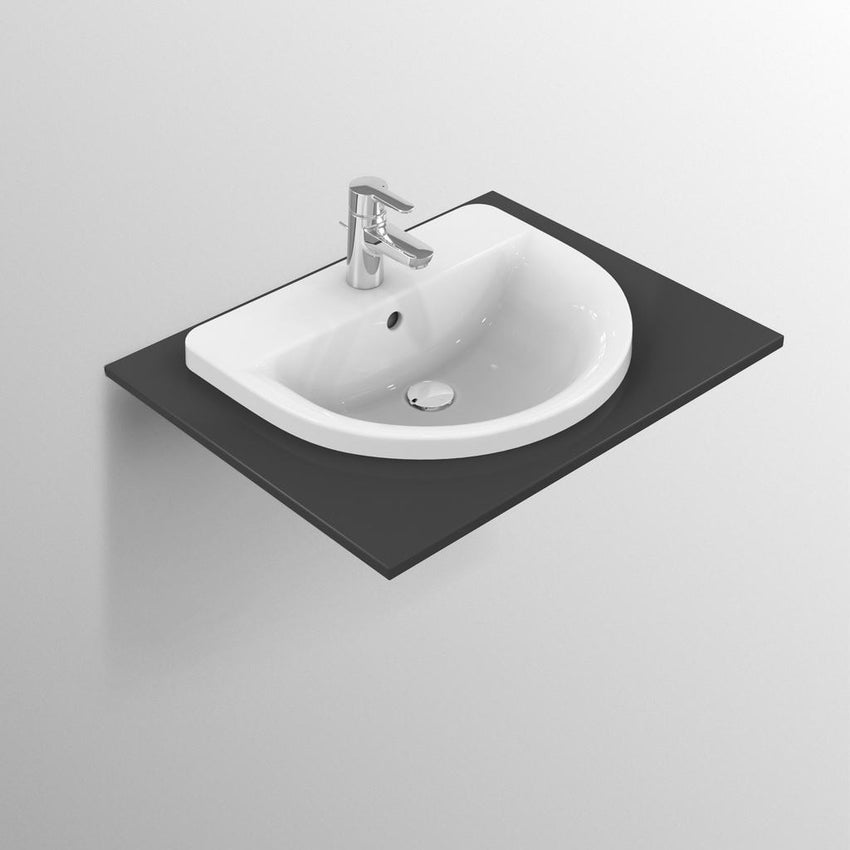 Immagine di Ideal Standard CONNECT lavabo da incasso soprapiano L.55 cm, monoforo, con troppopieno, colore bianco E797801