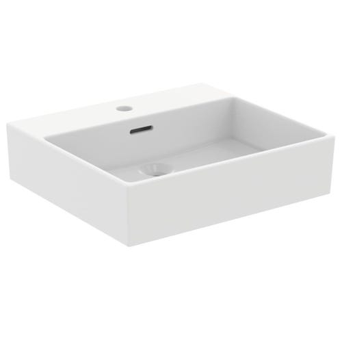 Immagine di Ideal Standard EXTRA lavabo smaltato  rettangolare sospeso o da appoggio L.50 cm, monoforo, con troppopieno, colore bianco T372601