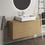 Immagine di Ideal Standard CONCA composizione bagno: lavabo d’appoggio L.60 P.45 cm, colore bianco, miscelatore monocomando con scarico, finitura cromo, mobile sottolavabo L.120 cm, finitura legno chiaro, specchio rotondo Ø80 CONCA02