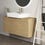 Immagine di Ideal Standard CONCA composizione bagno: lavabo d’appoggio L.60 P.45 cm, colore bianco, miscelatore monocomando con scarico, finitura cromo, mobile sottolavabo L.120 cm, finitura legno chiaro, specchio rotondo Ø80 CONCA02