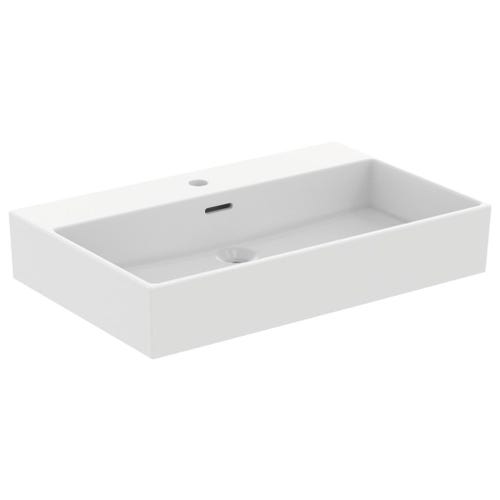 Immagine di Ideal Standard EXTRA lavabo smaltato rettangolare sospeso o da appoggio L.70 cm, monoforo, con troppopieno, colore bianco T372801