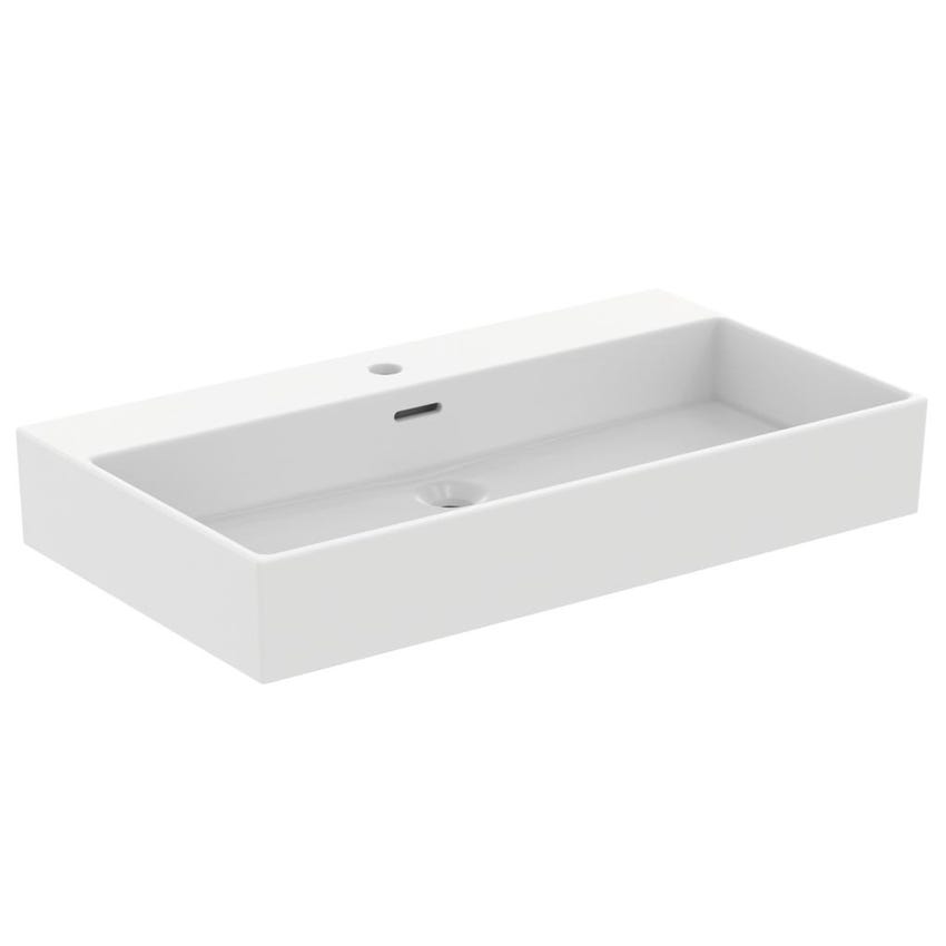 Immagine di Ideal Standard EXTRA lavabo rettangolare sospeso o da appoggio L.80 cm, monoforo, con troppopieno, colore bianco T372901