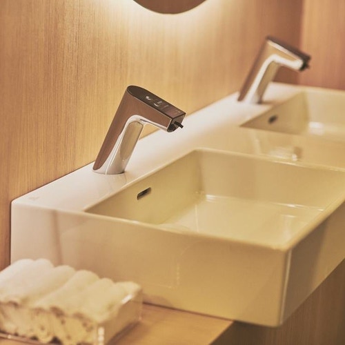 Immagine di Ideal Standard EXTRA lavabo doppio rettangolare sospeso o da appoggio L.120 cm, 2 fori, con troppopieno, colore bianco T373101