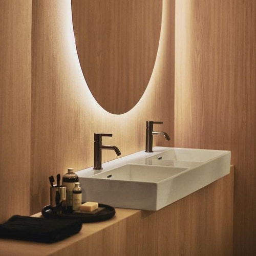 Immagine di Ideal Standard EXTRA lavabo doppio rettangolare sospeso o da appoggio L.120 cm, 2 fori, con troppopieno, colore bianco T373101