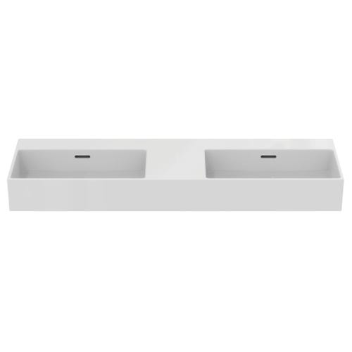 Immagine di Ideal Standard EXTRA lavabo doppio rettangolare sospeso o da appoggio L.120 cm, con troppopieno, colore bianco T391101
