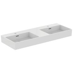 Immagine di Ideal Standard EXTRA lavabo doppio rettangolare da appoggio L.120 cm, monoforo, con troppopieno, colore bianco T391301