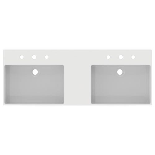 Immagine di Ideal Standard EXTRA lavabo doppio rettangolare da appoggio L.120 cm, 3 fori, con troppopieno, colore bianco T391401