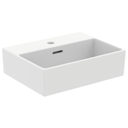 Immagine di Ideal Standard EXTRA lavamani smaltato sospeso o da appoggio L.45 cm, monoforo, con troppopieno, colore bianco T373201