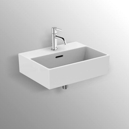 Immagine di Ideal Standard EXTRA lavamani smaltato sospeso o da appoggio L.45 cm, monoforo, con troppopieno, colore bianco T373201