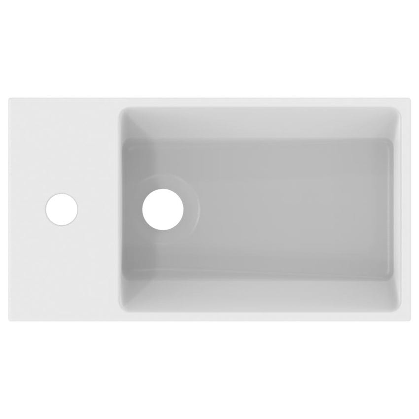 Immagine di Ideal Standard EXTRA lavamani asimmetrico sospeso o da appoggio L.45 cm, monoforo a sinistra, con troppopieno, colore bianco T373301