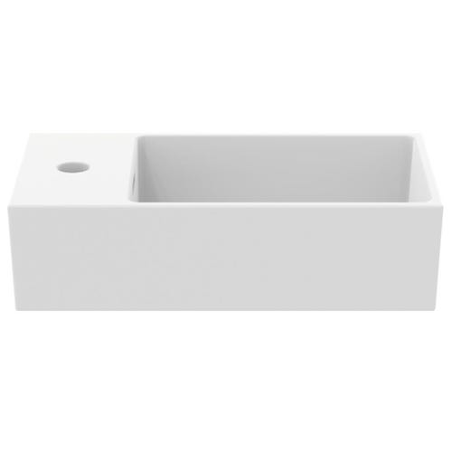 Immagine di Ideal Standard EXTRA lavamani asimmetrico sospeso o da appoggio L.45 cm, monoforo a sinistra, con troppopieno, colore bianco T373301