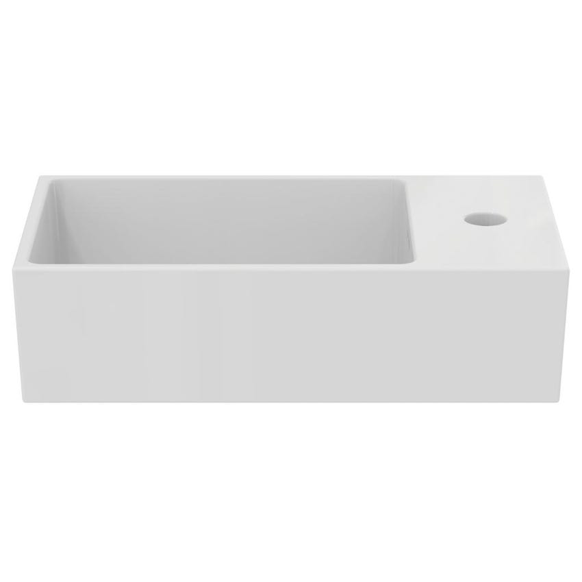 Immagine di Ideal Standard EXTRA lavamani asimmetrico sospeso o da appoggio L.45 cm, monoforo a destra, con troppopieno, colore bianco T373401
