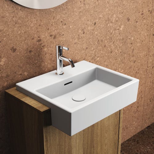 Immagine di Ideal Standard EXTRA lavabo rettangolare da semincasso L.50 cm, monoforo, con troppopieno, colore bianco finitura opaco T3735V1