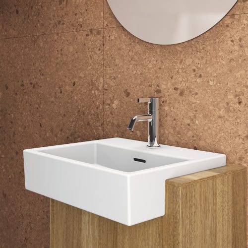 Immagine di Ideal Standard EXTRA lavabo rettangolare da semincasso L.50 cm, monoforo, con troppopieno, colore bianco finitura opaco T3735V1