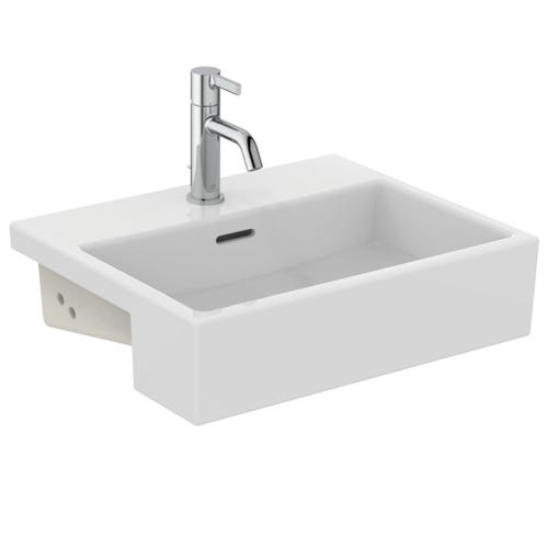 Immagine di Ideal Standard EXTRA lavabo rettangolare da semincasso L.50 cm, monoforo, con troppopieno, colore bianco finitura opaco T3735V1