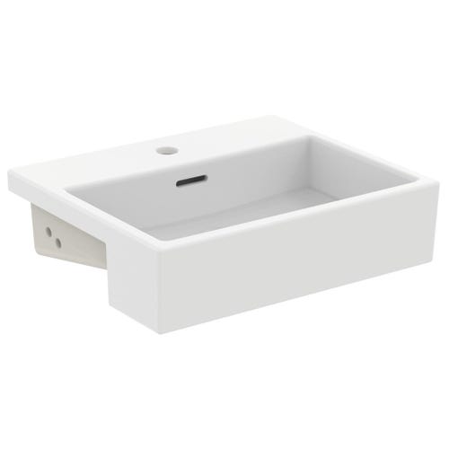 Immagine di Ideal Standard EXTRA lavabo rettangolare da semincasso L.50 cm, monoforo, con troppopieno, colore bianco finitura opaco T3735V1