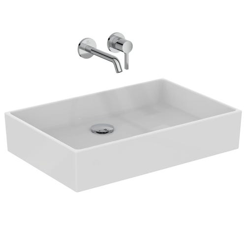 Immagine di Ideal Standard EXTRA lavabo rettangolare da appoggio L.60 cm, senza foro e troppopieno, colore bianco T374001