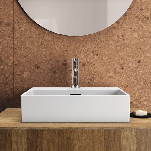 Immagine di Ideal Standard EXTRA lavabo rettangolare da appoggio L.50 cm, monoforo, con troppopieno, colore bianco T374101