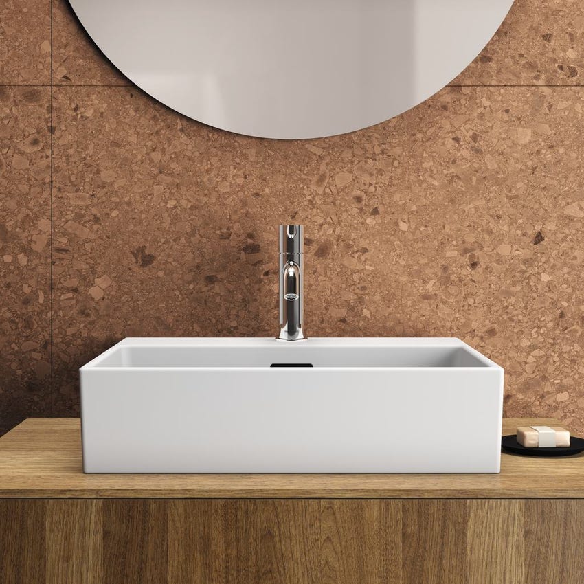 Immagine di Ideal Standard EXTRA lavabo rettangolare da appoggio L.50 cm, monoforo, con troppopieno, colore bianco T374101