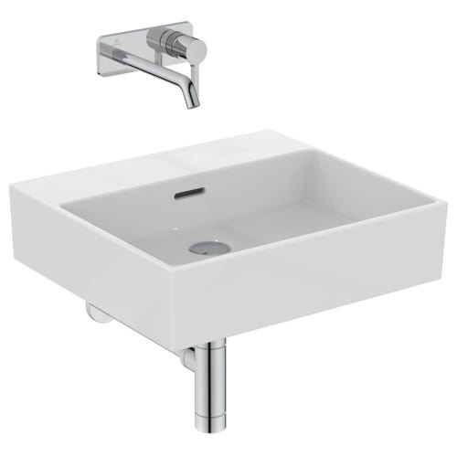 Immagine di Ideal Standard EXTRA lavabo smaltato rettangolare sospeso o da appoggio L.50 cm, con troppopieno, colore bianco T388301