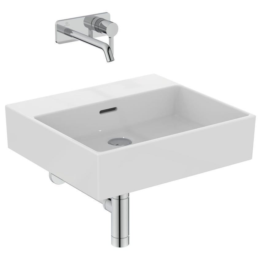 Immagine di Ideal Standard EXTRA lavabo smaltato rettangolare sospeso o da appoggio L.50 cm, con troppopieno, colore bianco T388301