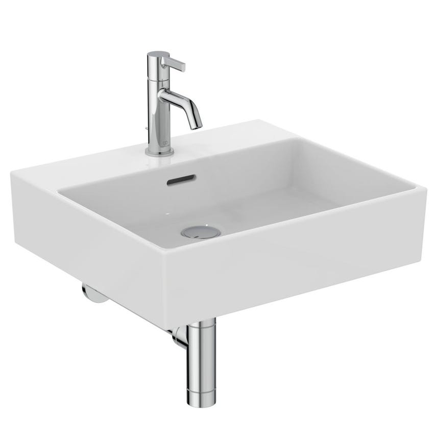 Immagine di Ideal Standard EXTRA lavabo rettificato rettangolare sospeso o da appoggio L.50 cm, monoforo, con troppopieno, colore bianco T388401