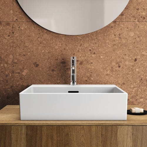 Immagine di Ideal Standard EXTRA lavabo rettificato rettangolare sospeso o da appoggio L.50 cm, monoforo, con troppopieno, colore bianco T388401