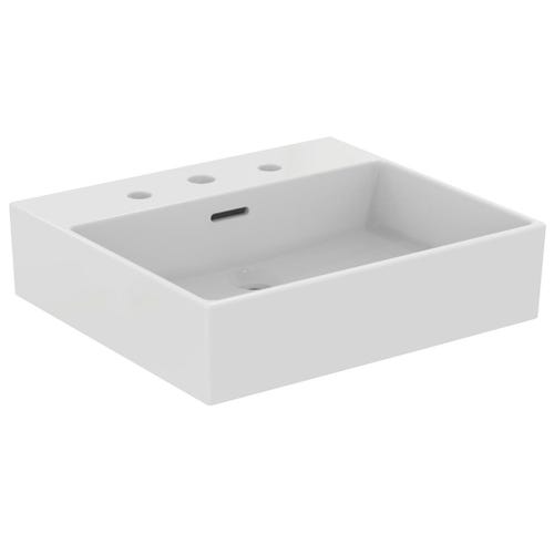 Immagine di Ideal Standard EXTRA lavabo rettificato rettangolare sospeso o da appoggio L.50 cm, 3 fori, con troppopieno, colore bianco T388501