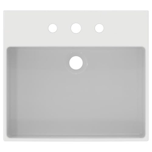 Immagine di Ideal Standard EXTRA lavabo rettificato rettangolare sospeso o da appoggio L.50 cm, 3 fori, con troppopieno, colore bianco T388501