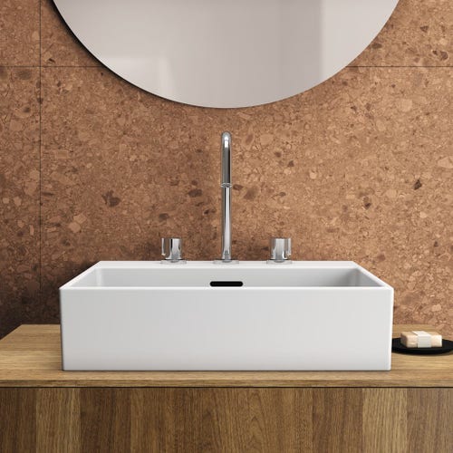 Immagine di Ideal Standard EXTRA lavabo rettificato rettangolare sospeso o da appoggio L.50 cm, 3 fori, con troppopieno, colore bianco T388501
