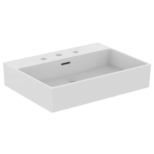 Immagine di Ideal Standard EXTRA lavabo rettangolare sospeso o da appoggio L.60 cm, 3 fori, con troppopieno, colore bianco T388701