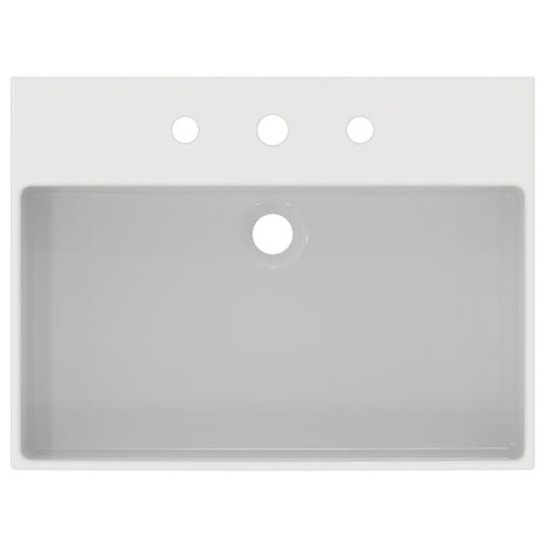Immagine di Ideal Standard EXTRA lavabo rettangolare sospeso o da appoggio L.60 cm, 3 fori, con troppopieno, colore bianco T388701