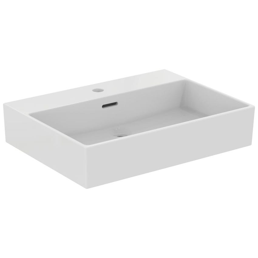 Immagine di Ideal Standard EXTRA lavabo rettangolare da appoggio L.60 cm, monoforo, con troppopieno, colore bianco T388901