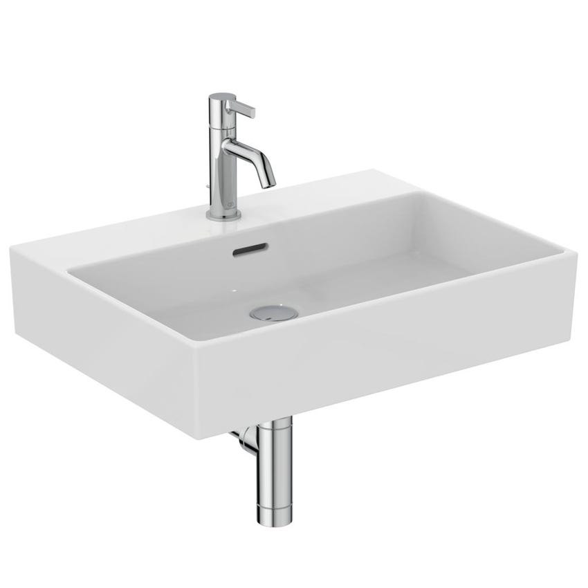 Immagine di Ideal Standard EXTRA lavabo rettangolare da appoggio L.60 cm, monoforo, con troppopieno, colore bianco T388901
