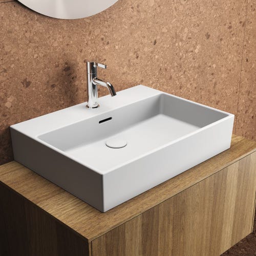 Immagine di Ideal Standard EXTRA lavabo rettangolare da appoggio L.60 cm, monoforo, con troppopieno, colore bianco T388901