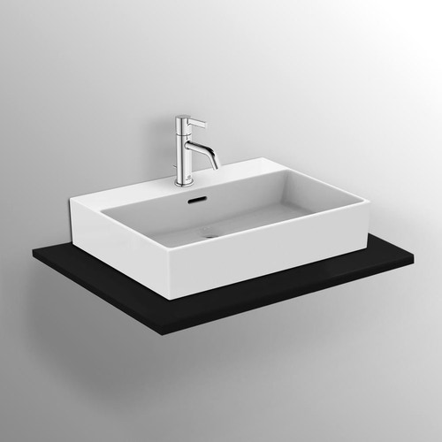 Immagine di Ideal Standard EXTRA lavabo rettangolare da appoggio L.60 cm, monoforo, con troppopieno, colore bianco T388901