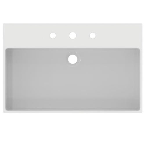 Immagine di Ideal Standard EXTRA lavabo smaltato rettangolare sospeso o da appoggio L.70 cm, 3 fori, con troppopieno, colore bianco T389201