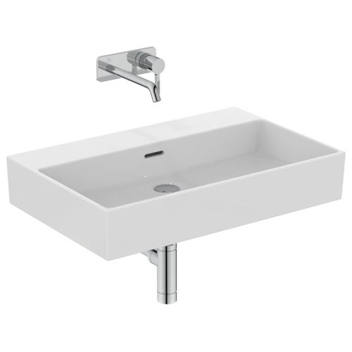 Immagine di Ideal Standard EXTRA lavabo smaltato rettangolare sospeso o da appoggio L.70 cm, con troppopieno, colore bianco T389301