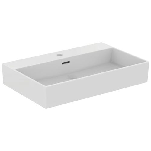 Immagine di Ideal Standard EXTRA lavabo rettificato rettangolare sospeso o da appoggio L.70 cm, monoforo, con troppopieno, colore bianco T389401