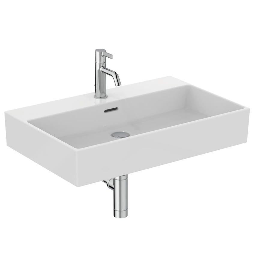 Immagine di Ideal Standard EXTRA lavabo rettificato rettangolare sospeso o da appoggio L.70 cm, monoforo, con troppopieno, colore bianco T389401
