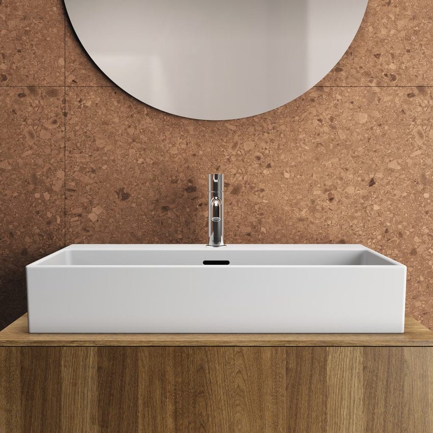 Immagine di Ideal Standard EXTRA lavabo rettificato rettangolare sospeso o da appoggio L.70 cm, monoforo, con troppopieno, colore bianco T389401
