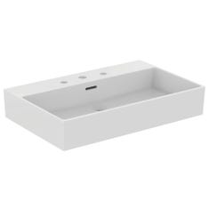 Immagine di Ideal Standard EXTRA lavabo rettificato rettangolare sospeso o da appoggio L.70 cm, 3 fori, con troppopieno, colore bianco T389501