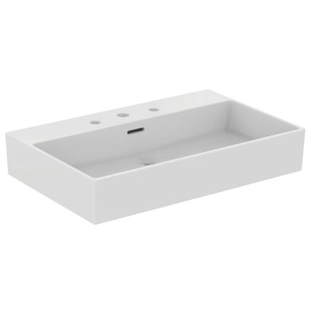 Immagine di Ideal Standard EXTRA lavabo rettificato rettangolare sospeso o da appoggio L.70 cm, 3 fori, con troppopieno, colore bianco T389501