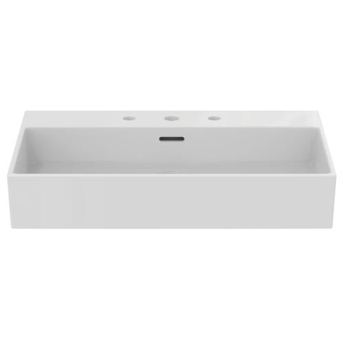 Immagine di Ideal Standard EXTRA lavabo rettificato rettangolare sospeso o da appoggio L.70 cm, 3 fori, con troppopieno, colore bianco T389501