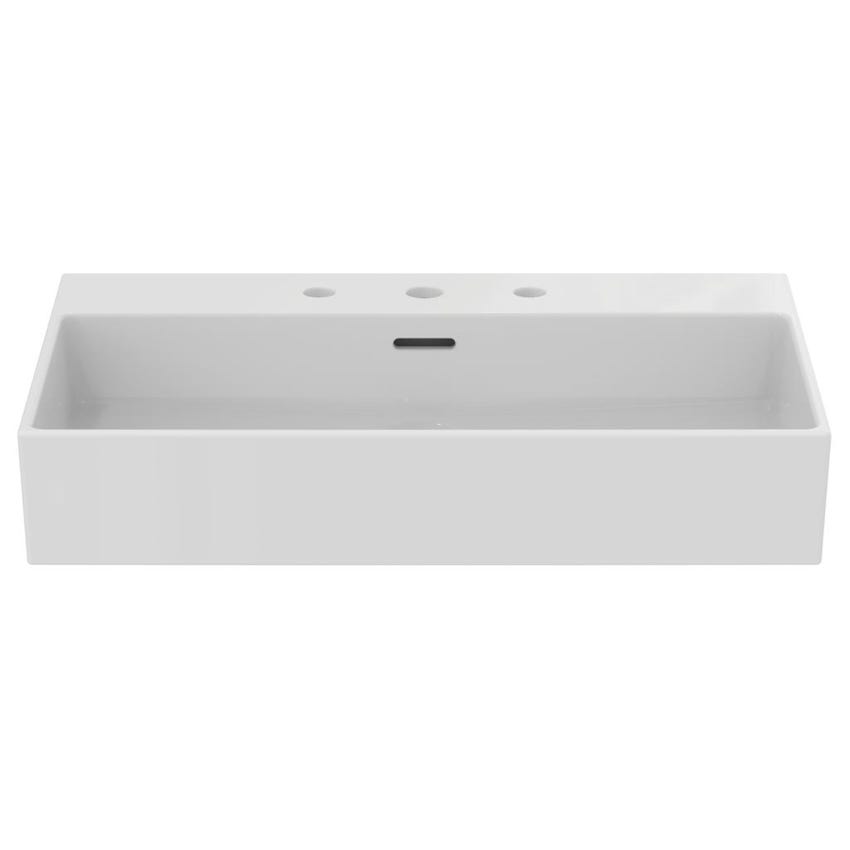 Immagine di Ideal Standard EXTRA lavabo rettificato rettangolare sospeso o da appoggio L.70 cm, 3 fori, con troppopieno, colore bianco T389501