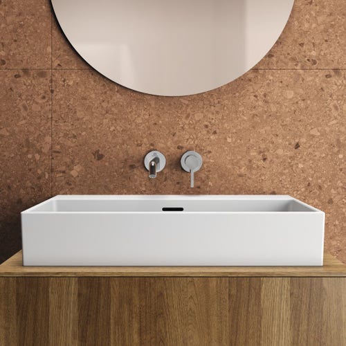 Immagine di Ideal Standard EXTRA lavabo rettificato rettangolare sospeso o da appoggio L.70 cm, con troppopieno, colore bianco T389601