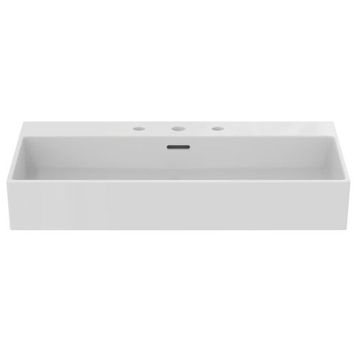 Immagine di Ideal Standard EXTRA lavabo rettangolare sospeso o da appoggio L.80 cm, 3 fori, con troppopieno, colore bianco T389701
